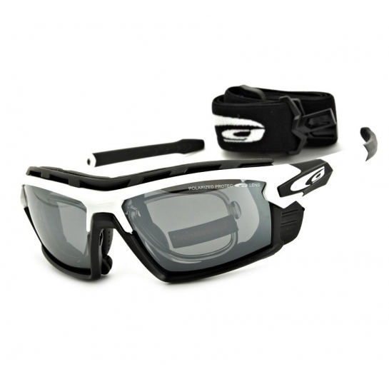 Polaryzacyjne okulary sportowe przeciwsłoneczne GOGGLE T557-2PR Korekcja + Pasek + Gąbka